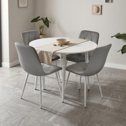 Set masa + 4 scaune Evelin DT-402-5Wh + YTC-055Wh Blu-13 (White/Light Grey)