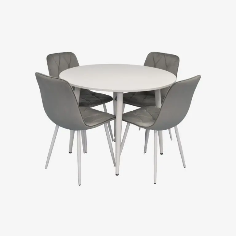 Set masa + 4 scaune Evelin DT-402-5Wh + YTC-055Wh Blu-13 (White/Light Grey) - 2