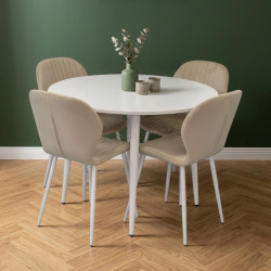 Комплект стол + 4 стула Evelin DT-402-5Wh + YTC-064Wh UF910-01 (White/Light Beige)