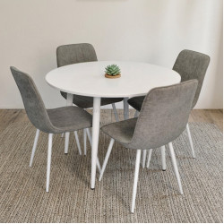 Комплект стол + 4 стула Evelin DT-402-5Wh + YTC-078Wh UF885-14 (White/Grey)