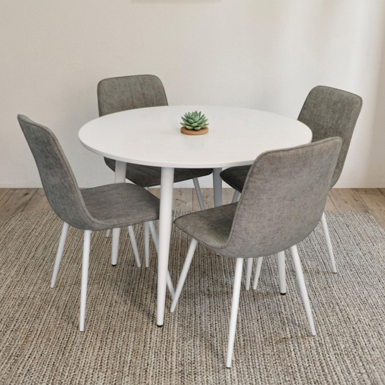 Комплект стол + 4 стула Evelin DT-402-5Wh + YTC-078Wh UF885-14 (White/Grey)