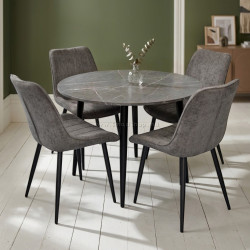Комплект стол + 4 стула Evelin DT-402-6B + YTC-055B UF885-15 (Black Marble/Dark Grey)