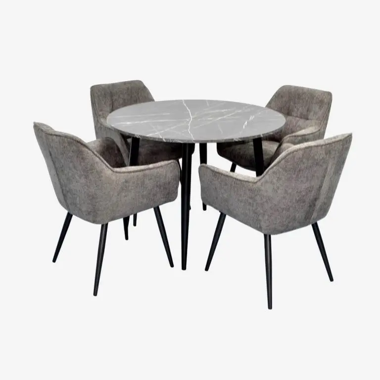 Set masa + 4 scaune Evelin DT-402-6B + YTC-090B UF885-15 (Black Marble/Dark Grey) - 2