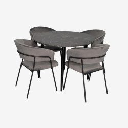 Set masa + 4 scaune Evelin DT-402-6B + YTC-097B UF Blu-14 (Black Marble/Dark Grey) Thumb