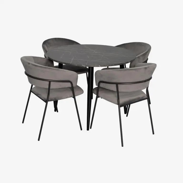 Set masa + 4 scaune Evelin DT-402-6B + YTC-097B UF Blu-14 (Black Marble/Dark Grey) - 2