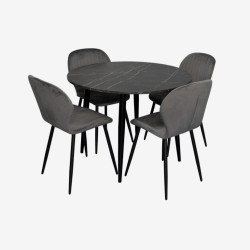 Set masa + 4 scaune Evelin DT-402-6B + YTC-064B Blu-14 (Black Marble/Dark Grey) Thumb