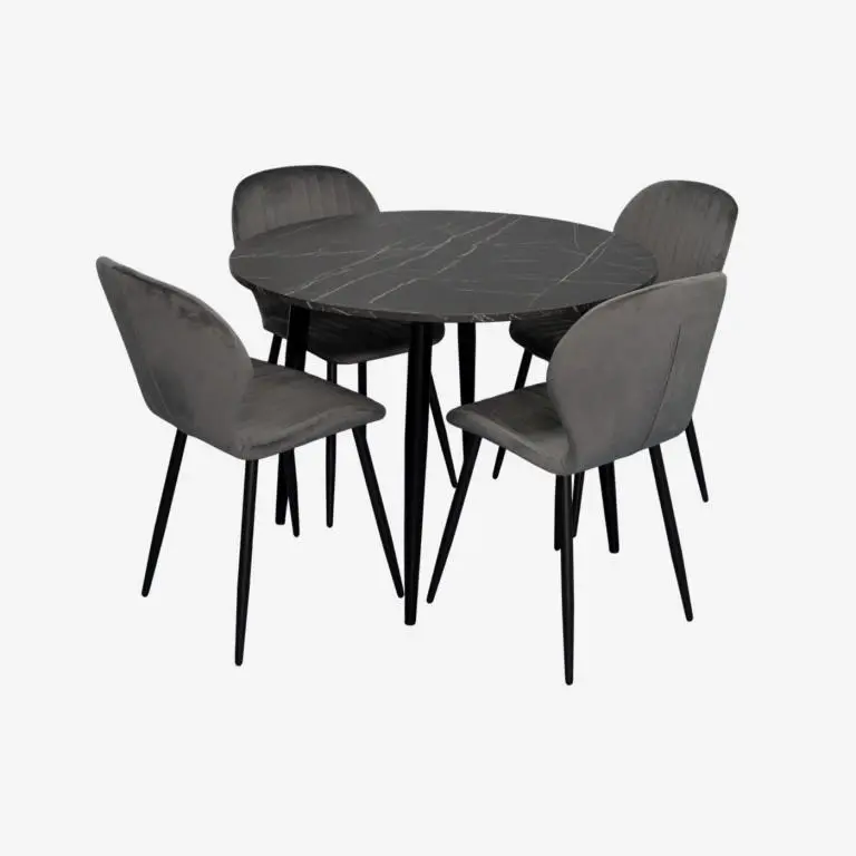Set masa + 4 scaune Evelin DT-402-6B + YTC-064B Blu-14 (Black Marble/Dark Grey) - 2