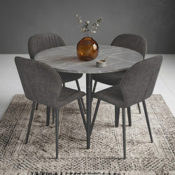 Комплект стол + 4 стула Evelin DT-402-6B + YTC-064B UF885-15 (Black Marble/Dark Grey)