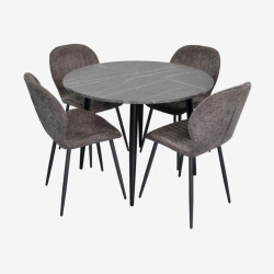 Комплект стол + 4 стула Evelin DT-402-6B + YTC-064B UF885-15 (Black Marble/Dark Grey) Thumb