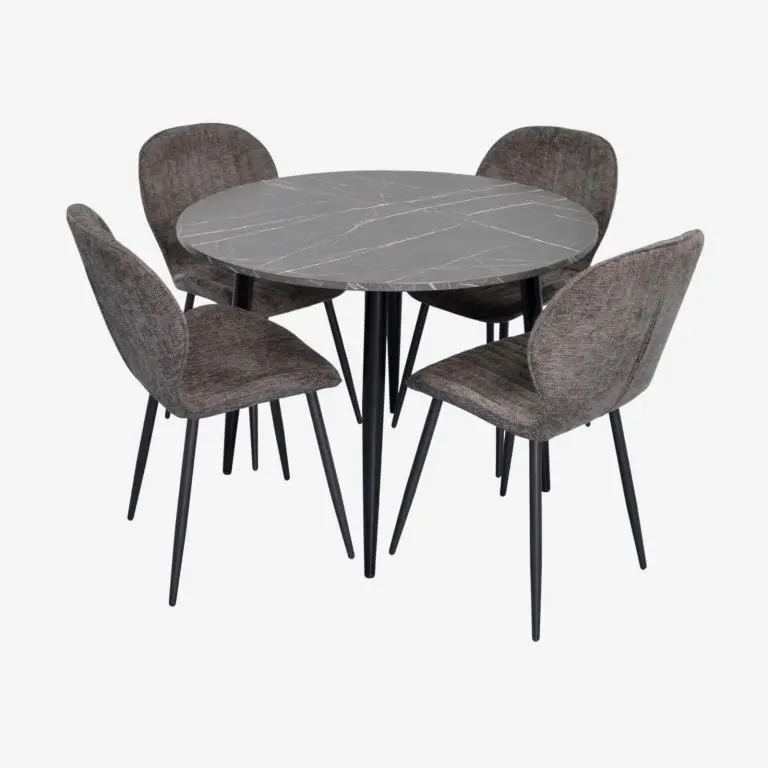 Комплект стол + 4 стула Evelin DT-402-6B + YTC-064B UF885-15 (Black Marble/Dark Grey) - 2