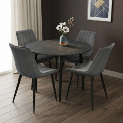 Set masa + 4 scaune Evelin DT-402-6B + YTC-055B Bluvel-14 (Black Marble/Dark Grey)