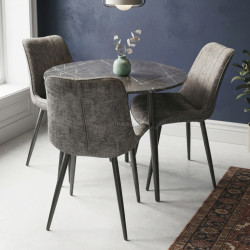 Комплект стол + 3 стула Evelin DT-404-6B + YTC-055B UF885-15 (Black Marble/Dark Grey)