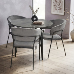 Комплект стол + 3 стула Evelin DT-404-6B + YTC-097B UF Blu-14 (Black Marble/Dark Grey)