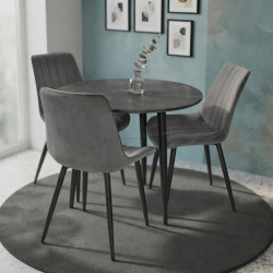 Комплект стол + 3 стула Evelin DT-404-6B + YTC-055B Bluvel-14 (Black Marble/Dark Grey)