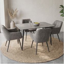 Комплект стол + 4 стула Evelin DT-405-6B + YTC-090B UF885-15 (Black Marble/Dark Grey)