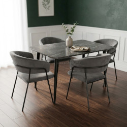 Комплект стол + 4 стула Evelin DT-405-6B + YTC-097B UF Blu-14 (Dark Grey/Black)