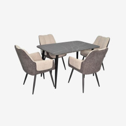 Комплект стол + 4 стула Evelin DT-405-6B + QT-227B UF885-13/UF885-15 (Black Marble/Grey) Thumb