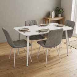 Комплект стол + 4 стула Evelin DT-405-4Wh + YTC-080Wh UF885-14 (White/Grey)