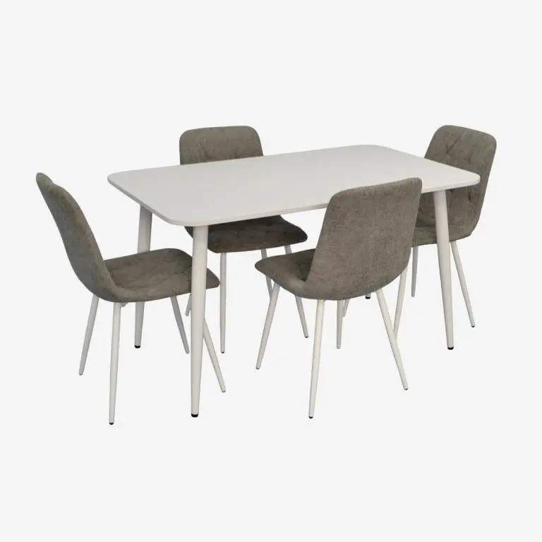 Set masa + 4 scaune Evelin DT-405-4Wh + YTC-080Wh UF885-14 (White/Grey) - 2