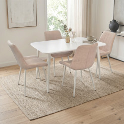 Комплект стол + 4 стула Evelin DT-405-4Wh + YTC-055Wh UF885-03 (White/Light Beige)