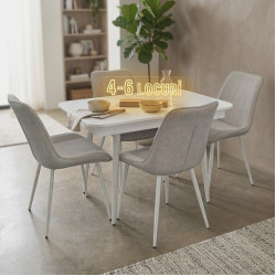 Set masa + 4 scaune Evelin DT-432-1R Wh + YTC-055Wh UF885-13 (White/Light Grey)