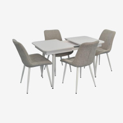 Set masa + 4 scaune Evelin DT-432-1R Wh + YTC-055Wh UF885-13 (White/Light Grey) Thumb