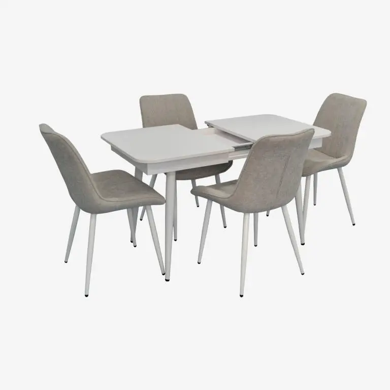 Set masa + 4 scaune Evelin DT-432-1R Wh + YTC-055Wh UF885-13 (White/Light Grey) - 2
