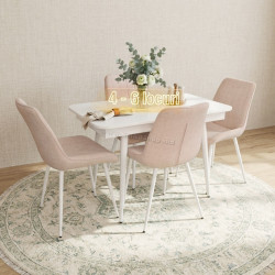 Set masa + 4 scaune Evelin DT-432-1R Wh + YTC-055Wh UF885-03 (White/Light Beige)