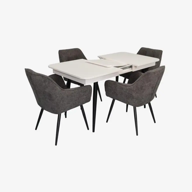 Set masa + 4 scaune Evelin DT-432-1R B + YTC-090B UF885-15 (White/Dark Grey) - 2
