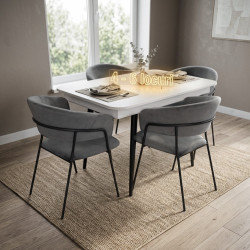 Set masa + 4 scaune Evelin DT-432-1R B + YTC-097B UF Blu-14 (White/Dark Grey)