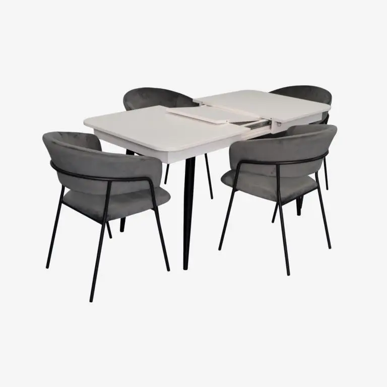Set masa + 4 scaune Evelin DT-432-1R B + YTC-097B UF Blu-14 (White/Dark Grey) - 2