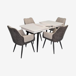 Set masa + 4 scaune Evelin DT-432-1R B + QT-227B UF885-13/UF885-15 (White/Grey) Thumb