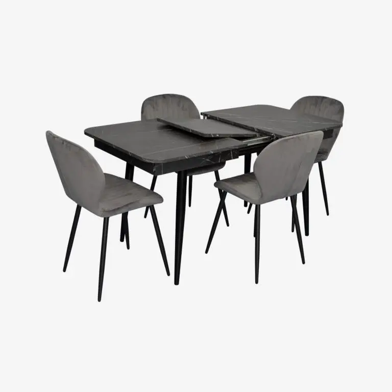 Set masa + 4 scaune Evelin DT-431-3R B + YTC-064B Blu-14 (Black Marble/Dark Grey) - 2
