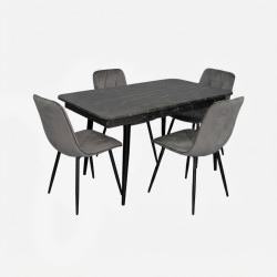 Комплект стол + 4 стула Evelin DT-431-3R B + YTC-080B Bluvel-14 (Black Marble/Dark Grey) Thumb