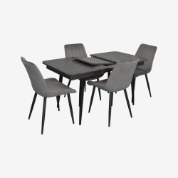 Set masa + 4 scaune Evelin DT-431-3R B + YTC-055B Bluvel-14 (Black Marble/Dark Grey) Thumb
