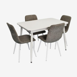 Set masa + 4 scaune Evelin DT-531R Wh + YTC-078Wh UF885-14 (White/Grey) Thumb