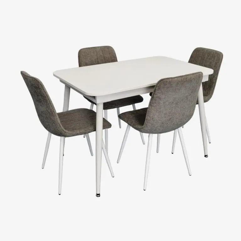 Set masa + 4 scaune Evelin DT-531R Wh + YTC-078Wh UF885-14 (White/Grey) - 2