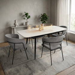 Set masa + 4 scaune Evelin DT-532R B + YTC-097B UF Blu-14 (White/Dark Grey)