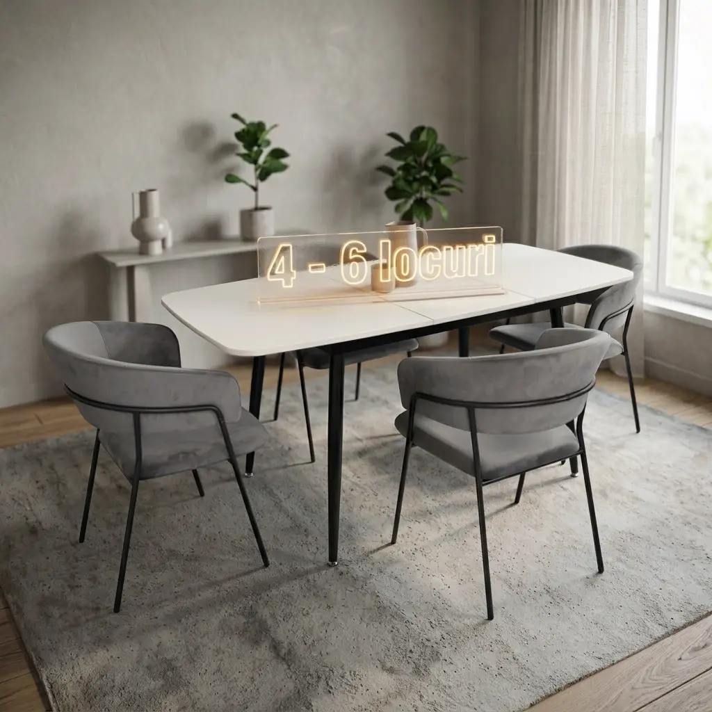 Set masa + 4 scaune Evelin DT-532R B + YTC-097B UF Blu-14 (White/Dark Grey)
