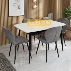 Set masa + 4 scaune Evelin DT-532R B + YTC-064B Blu-14 (White/Dark Grey)