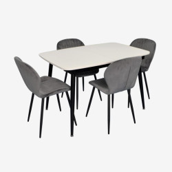 Set masa + 4 scaune Evelin DT-532R B + YTC-064B Blu-14 (White/Dark Grey) Thumb