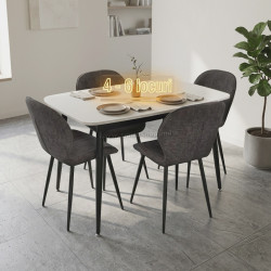 Set masa + 4 scaune Evelin DT-532R B + YTC-064B UF885-15 (White/Dark Grey)