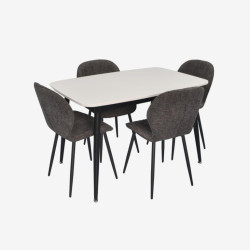 Set masa + 4 scaune Evelin DT-532R B + YTC-064B UF885-15 (White/Dark Grey) Thumb