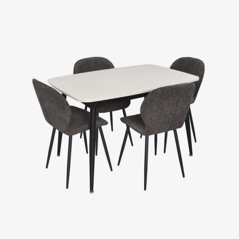 Set masa + 4 scaune Evelin DT-532R B + YTC-064B UF885-15 (White/Dark Grey) - 2