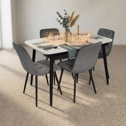 Set masa + 4 scaune Evelin DT-532R B + YTC-080B Bluvel-14 (White/Dark Grey)