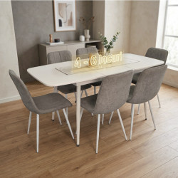 Set masa + 4 scaune Evelin DT-532R Wh + YTC-078Wh UF885-14 (White/Grey)