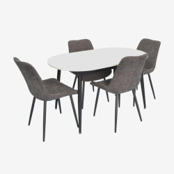 Set masa + 4 scaune Evelin DT-533R B + YTC-055B UF885-15 (White/Dark Grey) Thumb