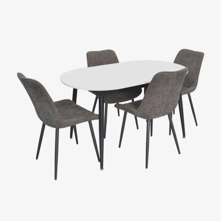 Set masa + 4 scaune Evelin DT-533R B + YTC-055B UF885-15 (White/Dark Grey) - 2