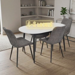 Set masa + 4 scaune Evelin DT-533R B + YTC-055B UF885-15 (White/Dark Grey)
