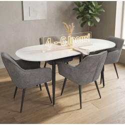 Set masa + 4 scaune Evelin DT-533R B + YTC-090B UF885-15 (White/Dark Grey)